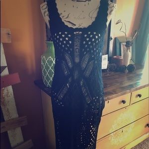 NWT Abercrombie & Fitch Black Crochet Maxi CoverUp